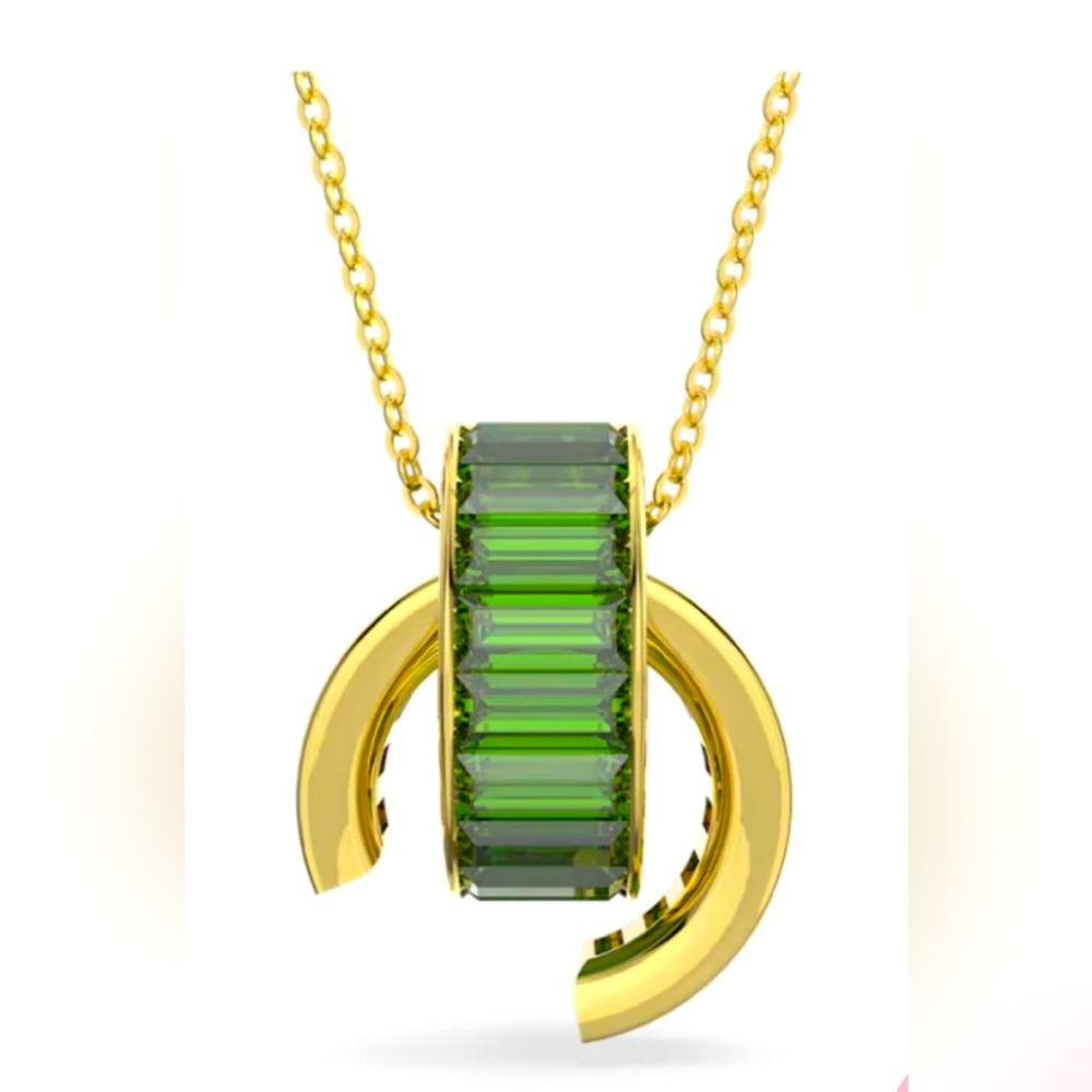 Swarovski Matrix Pendant Baguette cut - Green, Gold-Tone Platted - Discontinued